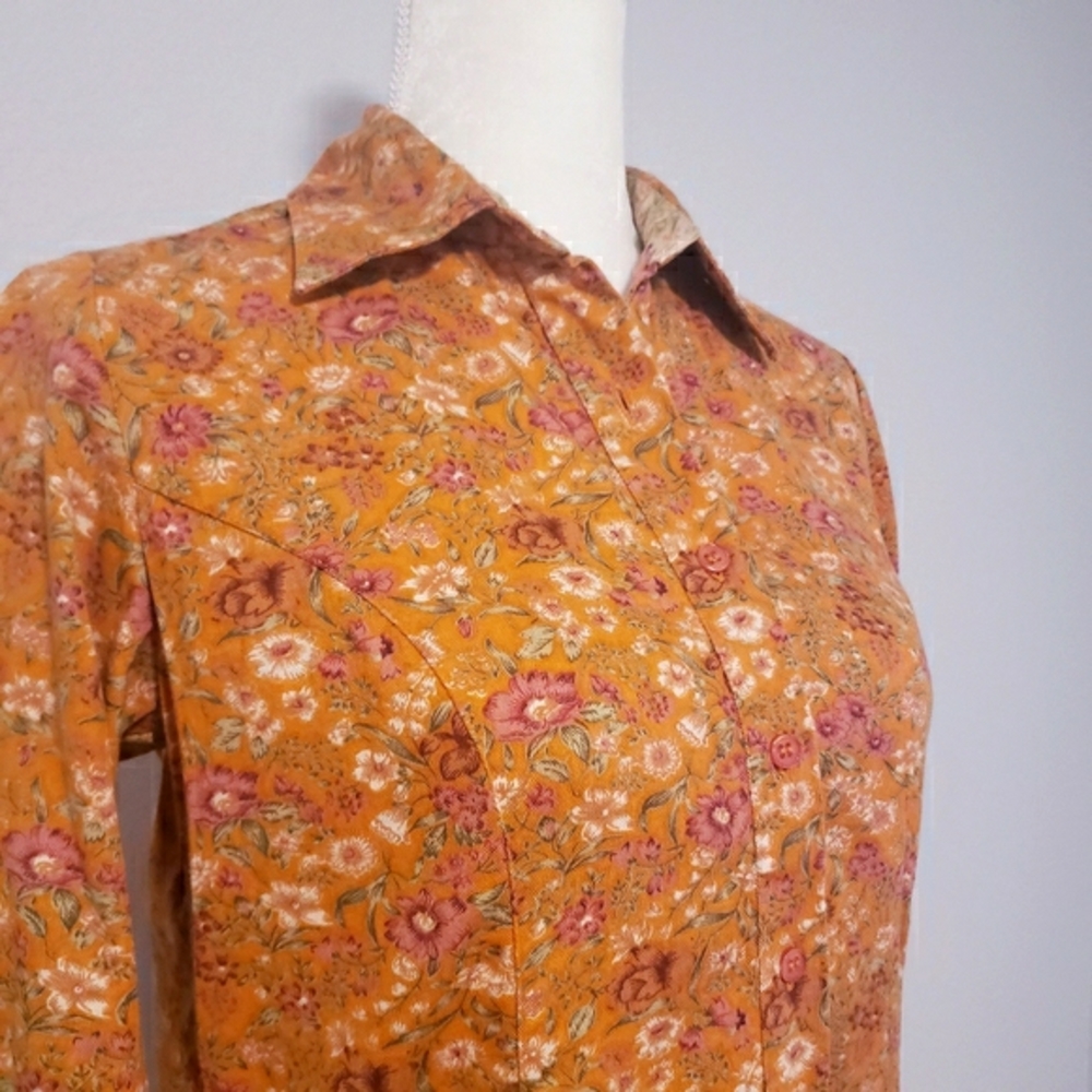 Lemon grass Button down shirt s boho floral - Picture 4 of 13